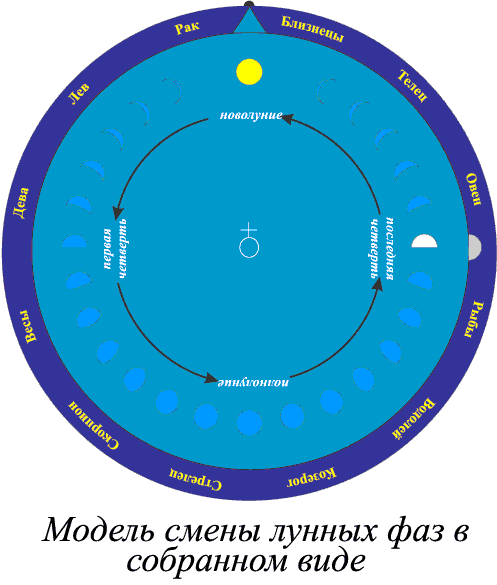 Модель смены лунных фаз в собранном виде